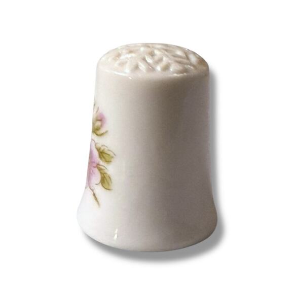 Vintage Jaeger Ceramic Thimble White Floral Print Bavaria Germany 1” - Picture 3 of 9